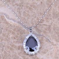 Black Sapphire White Topaz Necklace 202//202